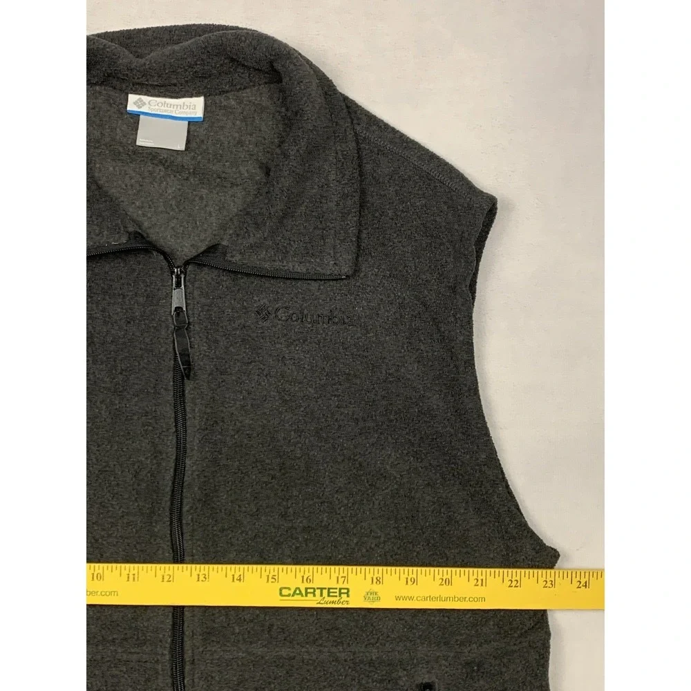 Columbia Cathedral Peak Vest Mens Large Gray Full Zip Outdoor Fleece‎ WM1480